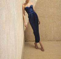 Andres Otalora - Women's Memorias Satin Skirt - blue - clothing - long - skirts