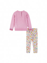 Andy & Evan - Kid's Chenille Sweater And Printed Legging Set