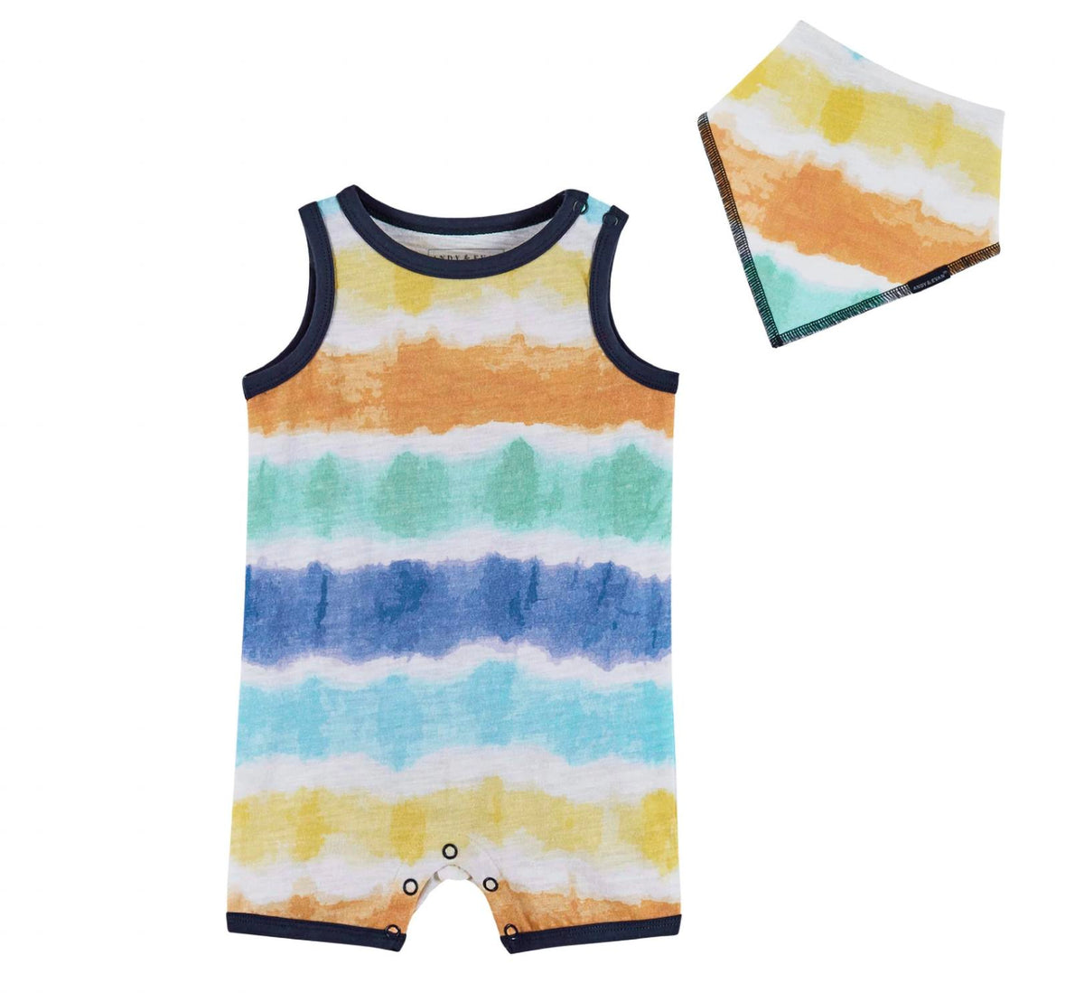 Andy & Evan - Kid's Tie Dye Romper With Matching Bib