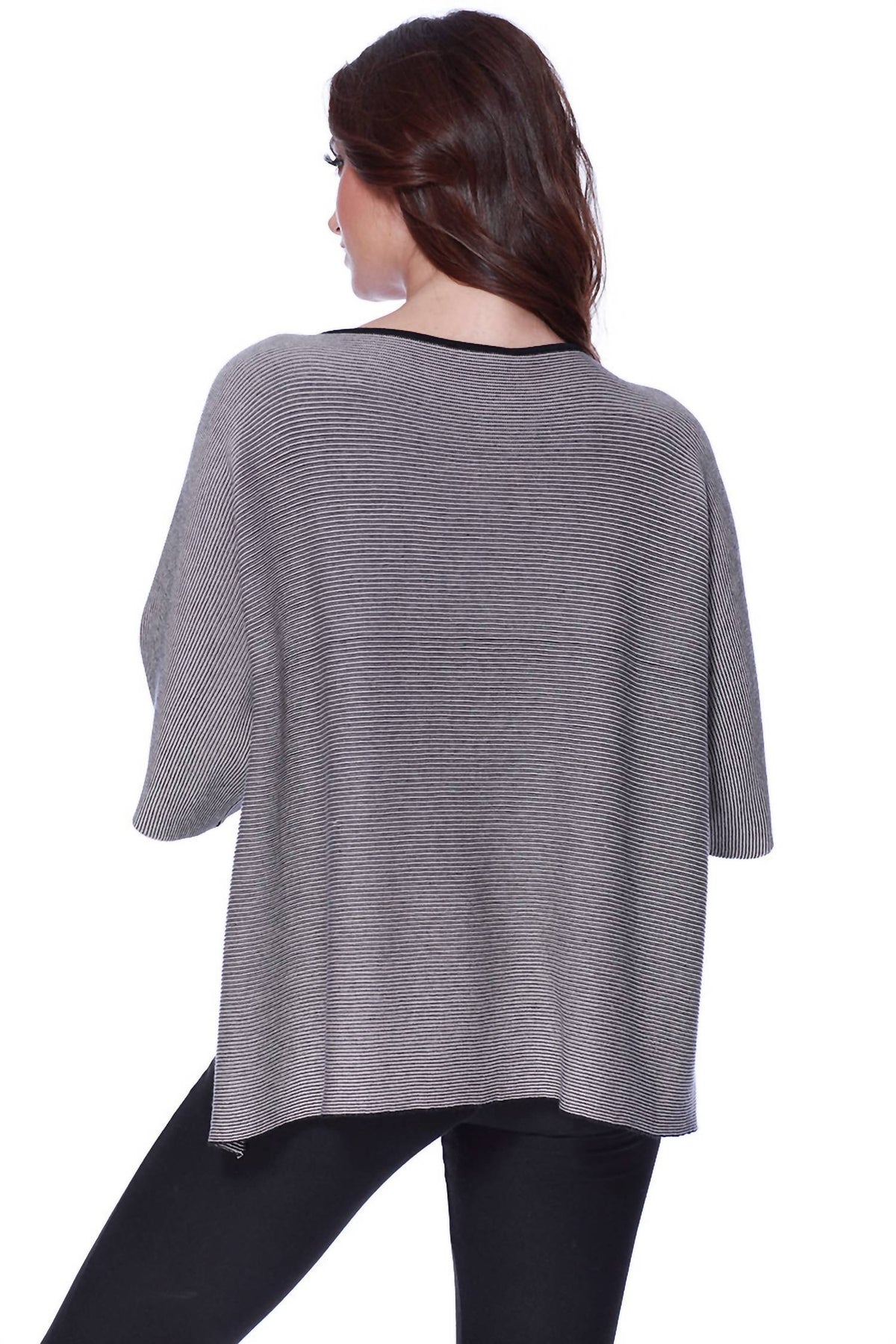2-Tone High Slit Sweater Poncho