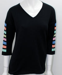 Angel - 3/4 Sleeve Stripe V Neck Top