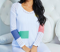 Angel Apparel - Color Block V-neck Top