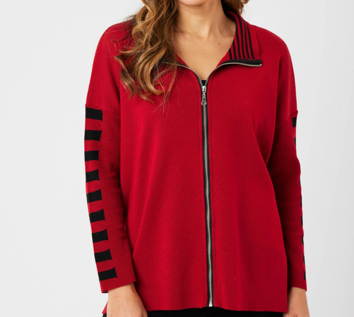 Angel Apparel - Stripe Sleeve Zip Jacket