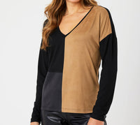 Angel Apparel - Two Tone V-Neck Top
