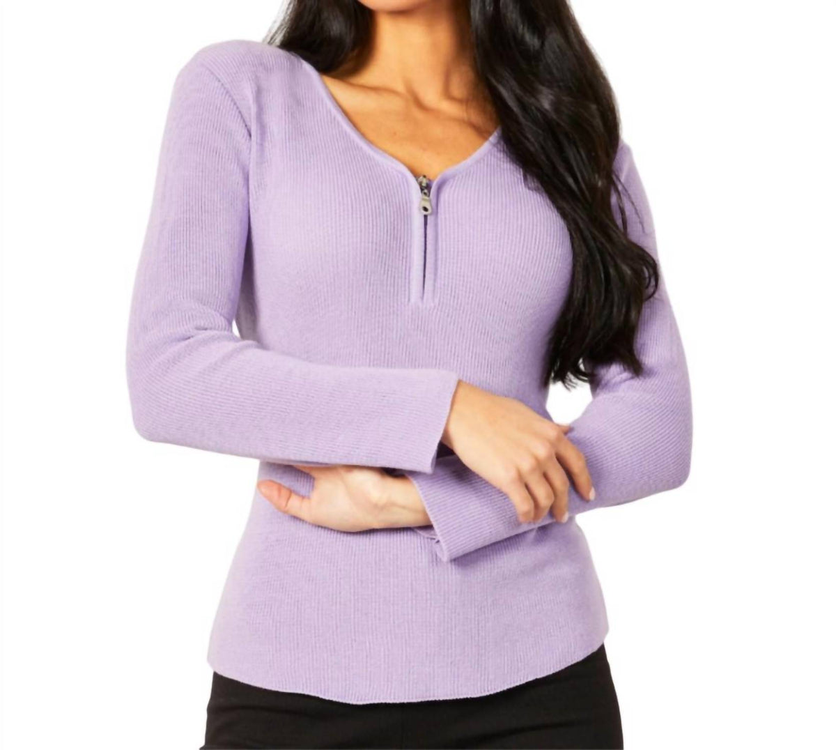 Zip V-Neck Top