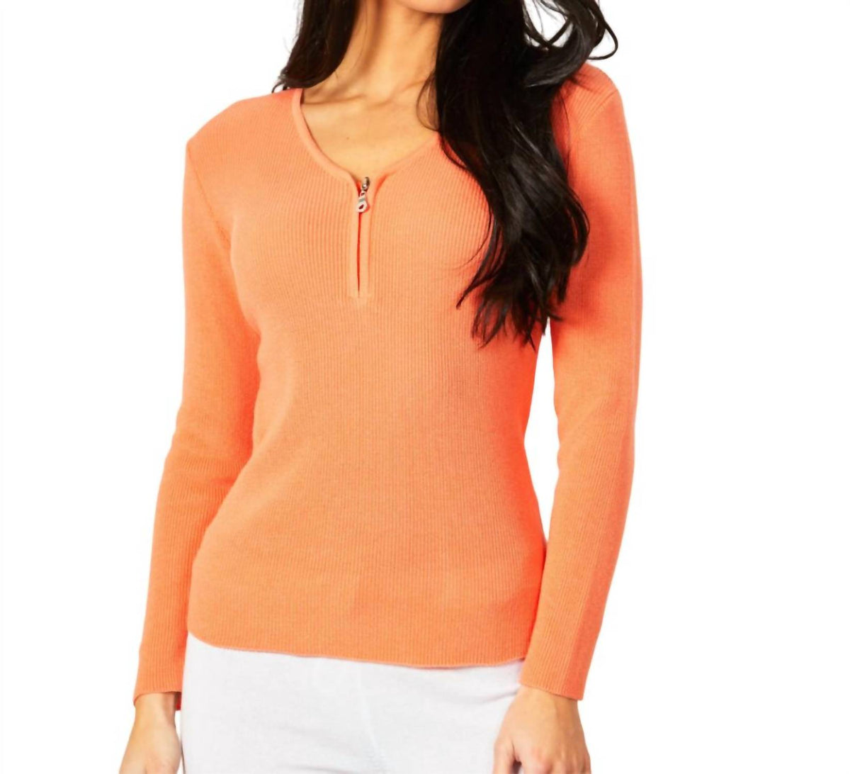 Zip V-Neck Top