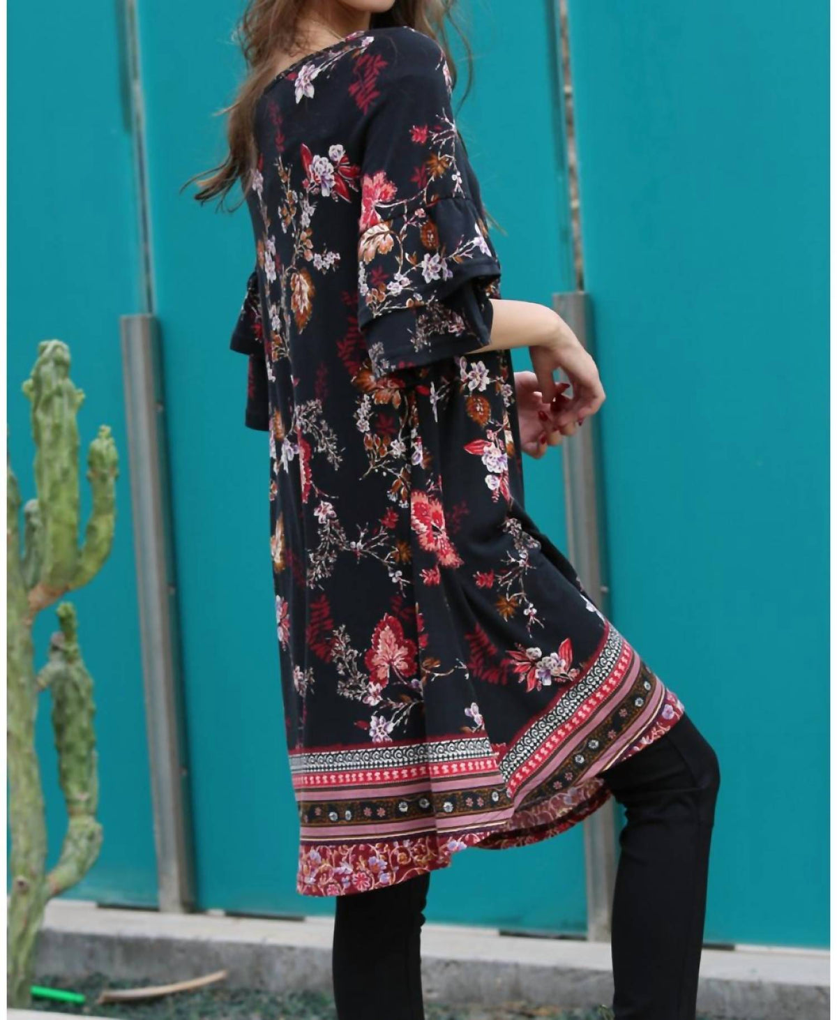 Angie - Floral Double Ruffle Sleeve Dress