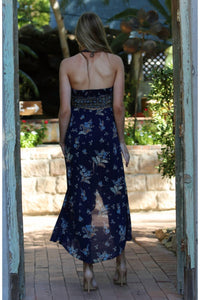 Angie - Spaghetti Strap Halter Maxi Romper
