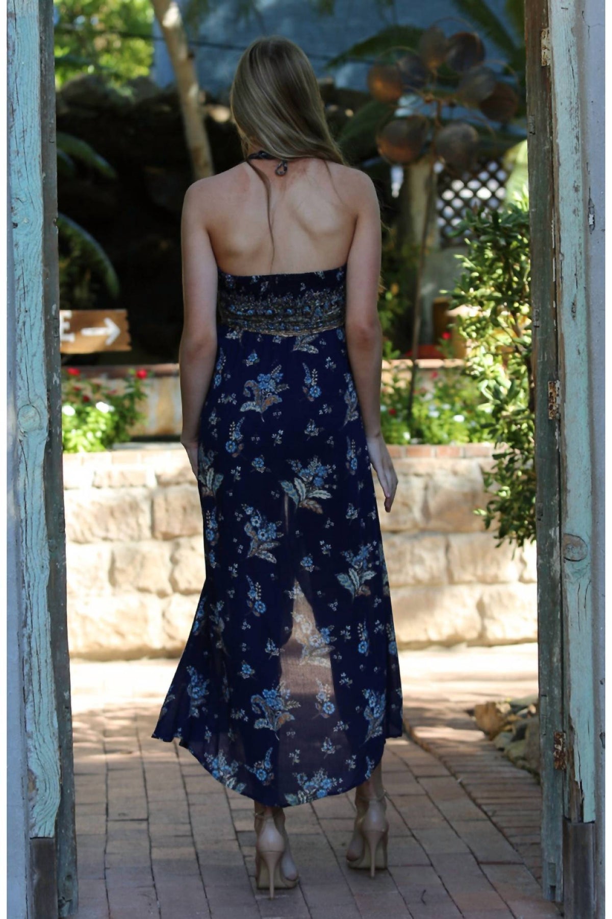 Angie - Spaghetti Strap Halter Maxi Romper