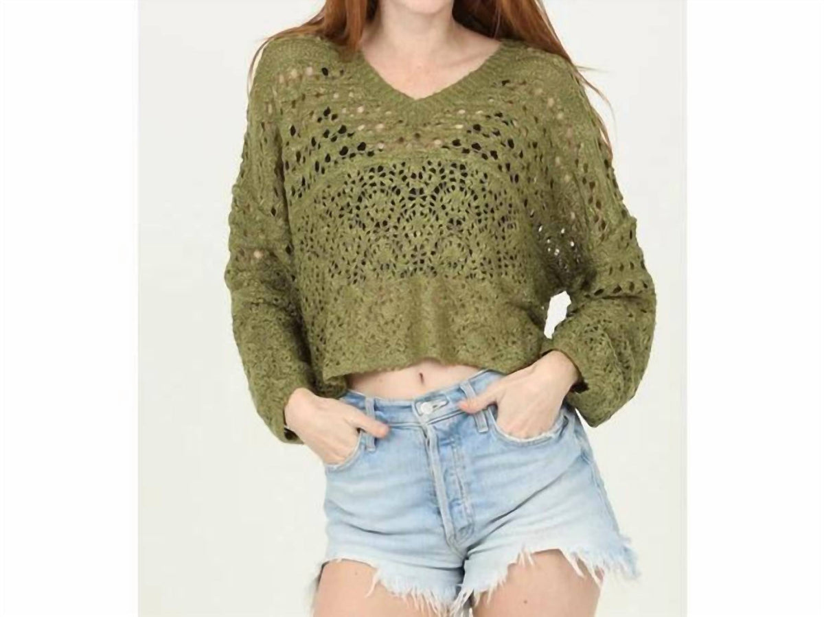 Angie - V-Neck Cropped Sweater