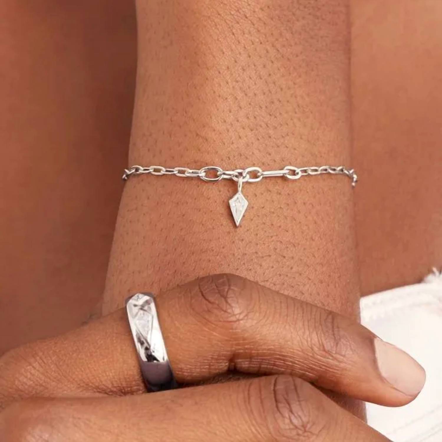 Ania Haie - Women's Sparkle Drop Pendant Chain Bracelets - bracelets - jewelry - silver