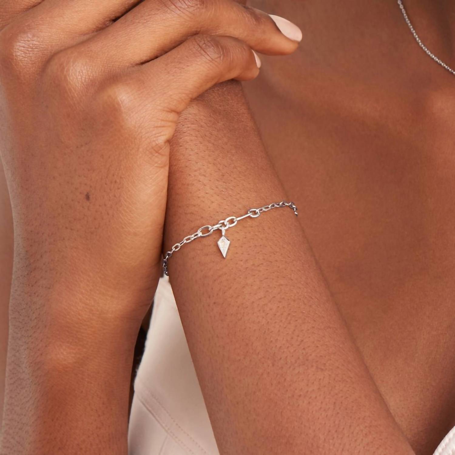 Ania Haie - Women's Sparkle Drop Pendant Chain Bracelets - bracelets - jewelry - silver