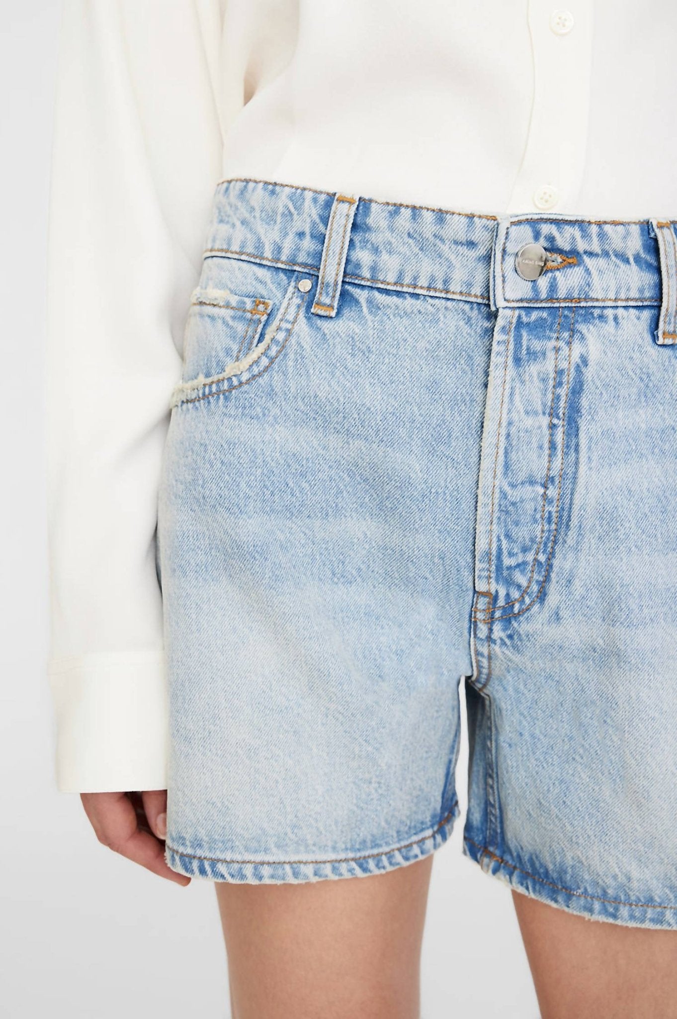 Anine Bing - Dalton Short - blue - clothing - cotton
