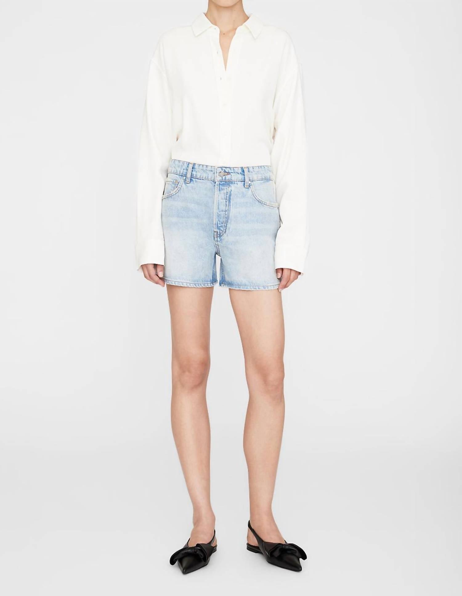 Anine Bing - Dalton Short - blue - clothing - cotton