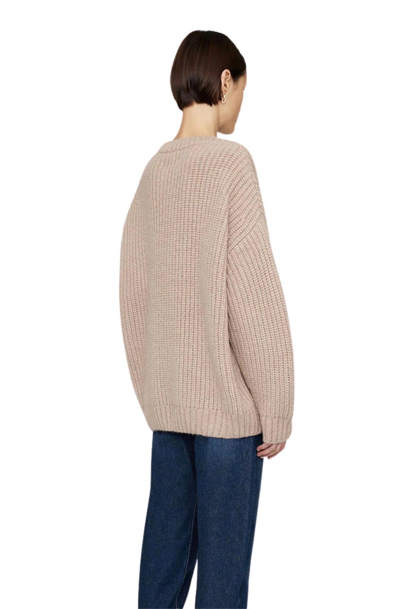 Anine Bing - Sydney Crew Sweater - beige - clothing - crew