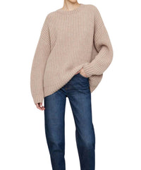 Anine Bing - Sydney Crew Sweater - beige - clothing - crew