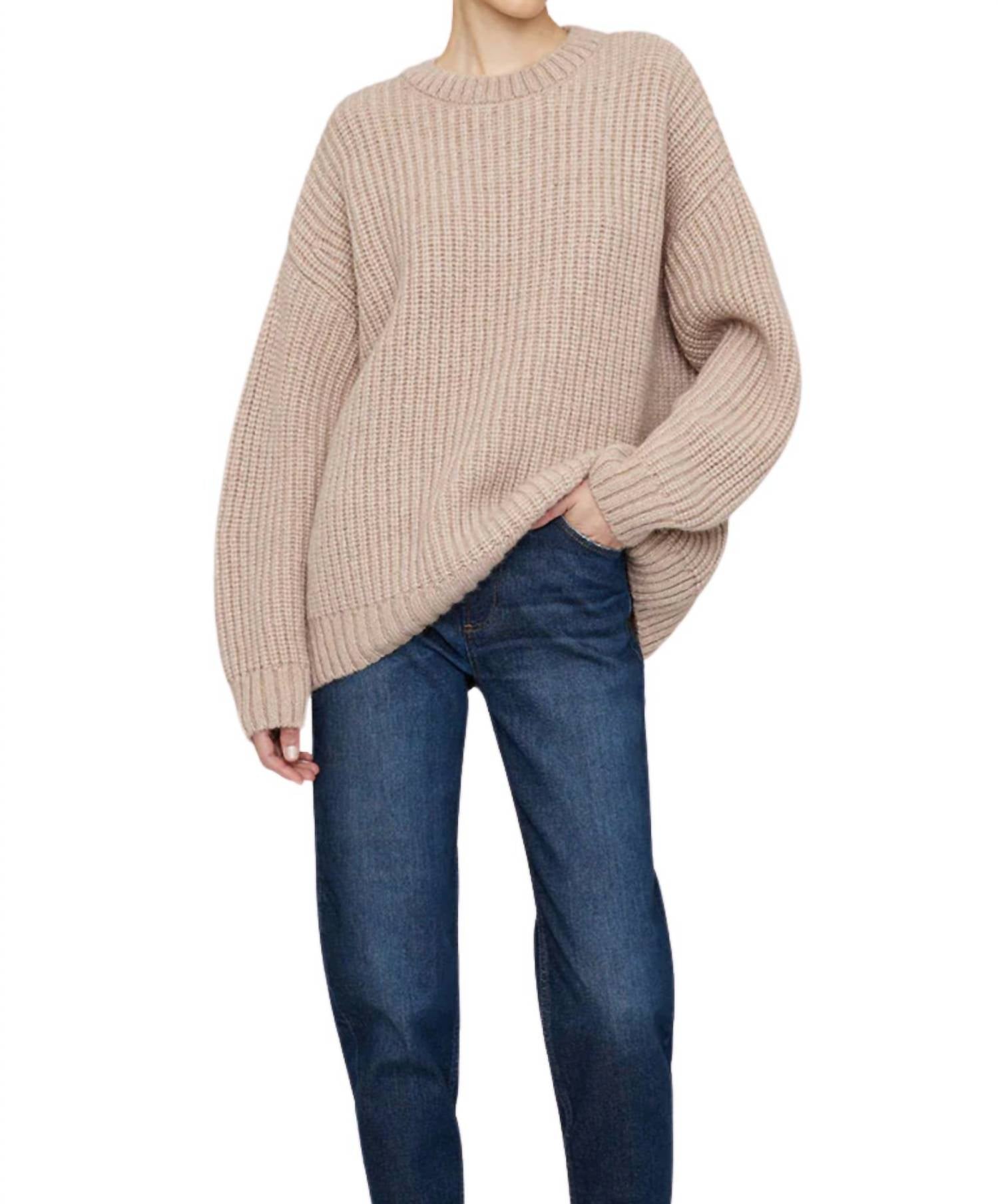 Anine Bing - Sydney Crew Sweater - beige - clothing - crew