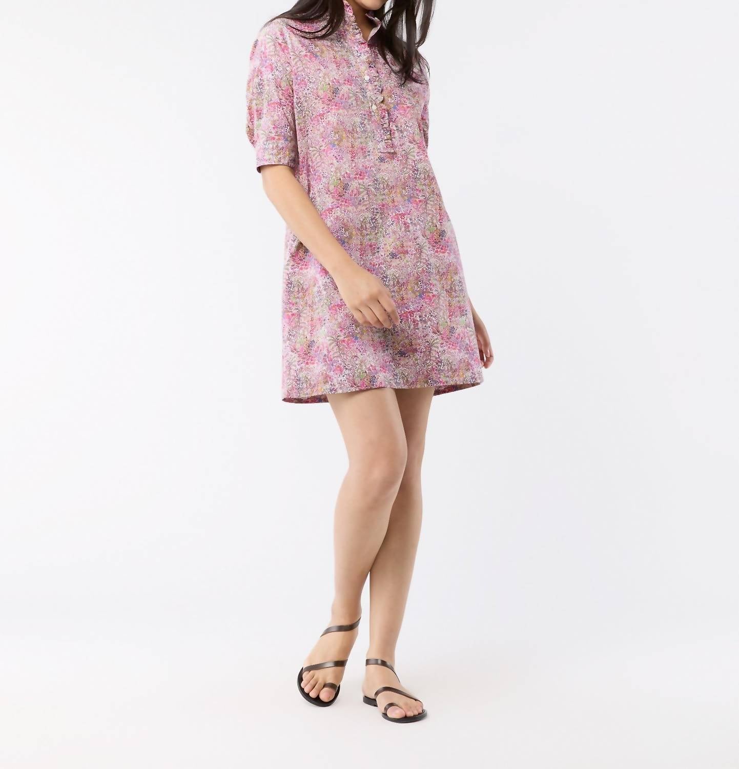 Ann Mashburn - Elbow - sleeve Frill Dress - clothing - collection:vacationdresses(Auto) - cotton