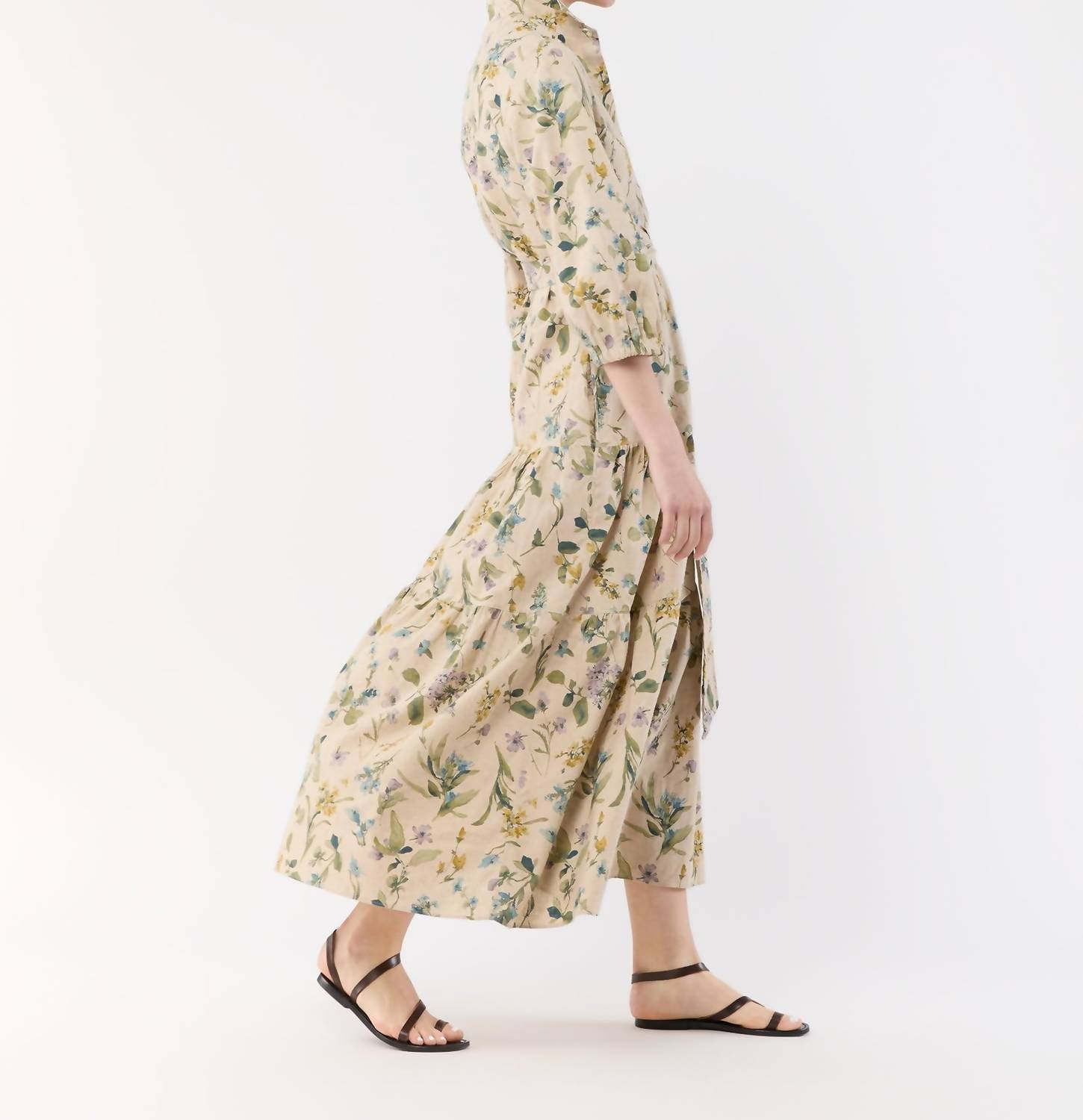 Ann Mashburn - Isla 3/4 Sleeve Shirtdress - beige - clothing - cotton - blend