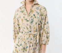 Ann Mashburn - Isla 3/4 Sleeve Shirtdress - beige - clothing - cotton - blend