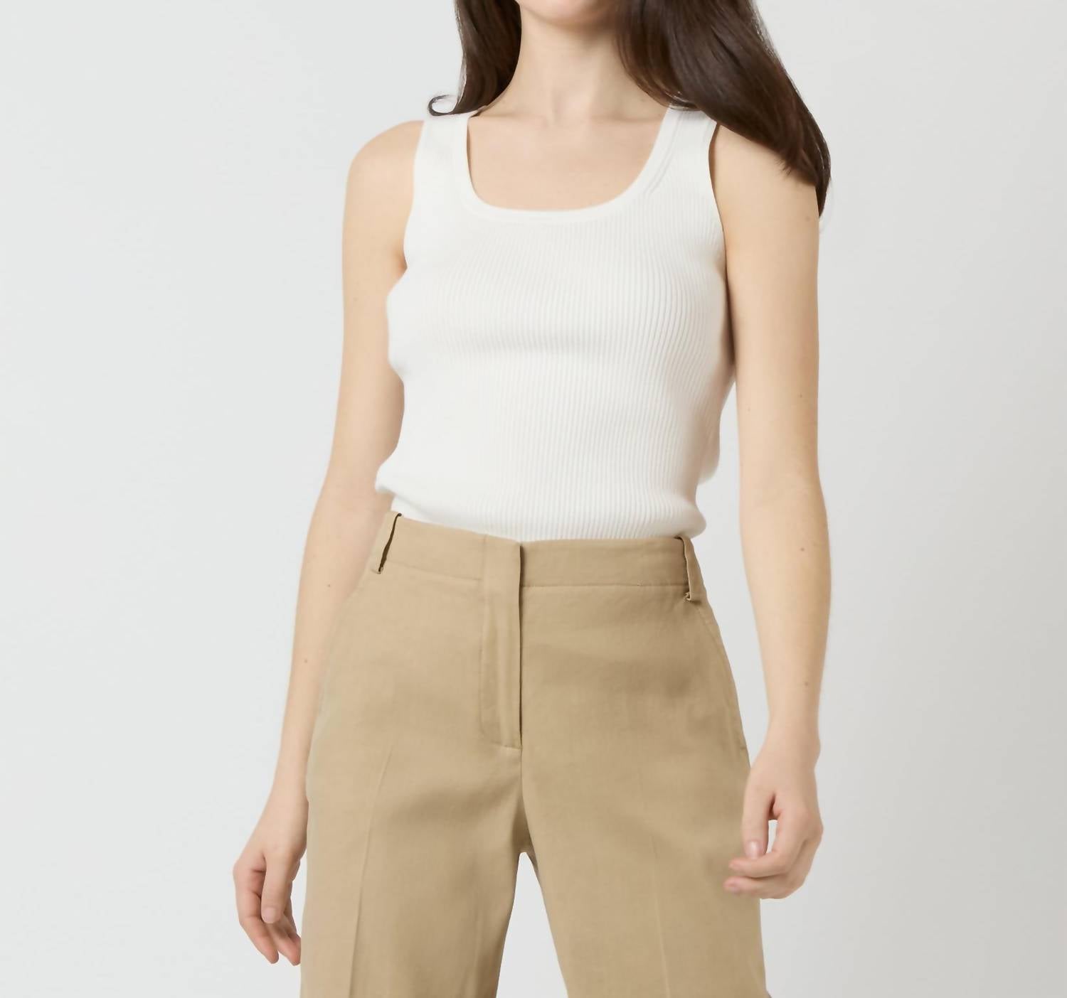 Ann Mashburn - Nia Shell Ribbed Tank Top - clothing - cotton - tank - tops