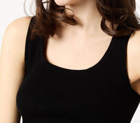 Ann Mashburn - Nia Shell Ribbed Tank Top - black - clothing - cotton