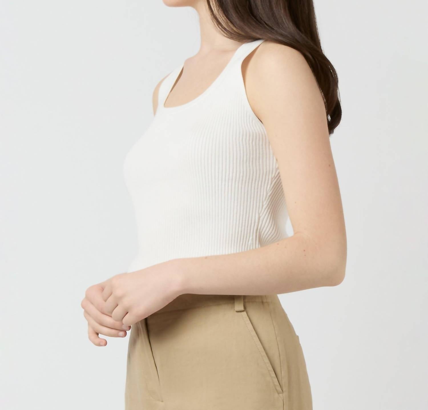 Ann Mashburn - Nia Shell Ribbed Tank Top - clothing - cotton - tank - tops