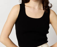 Ann Mashburn - Nia Shell Ribbed Tank Top - black - clothing - cotton