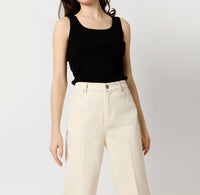 Ann Mashburn - Nia Shell Ribbed Tank Top - black - clothing - cotton