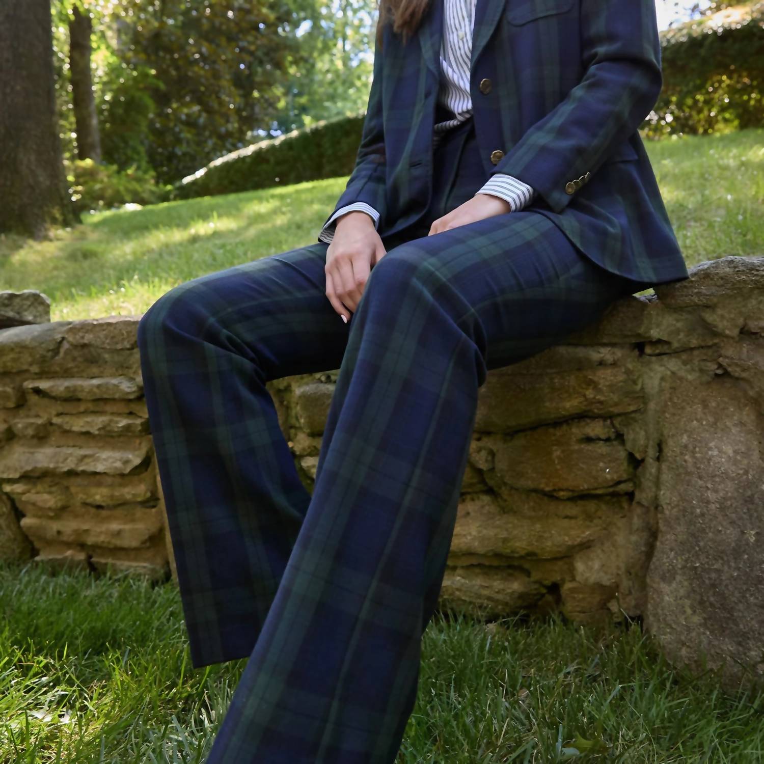 Ann Mashburn - Norah Flare Plaid Pant - clothing - flare - green