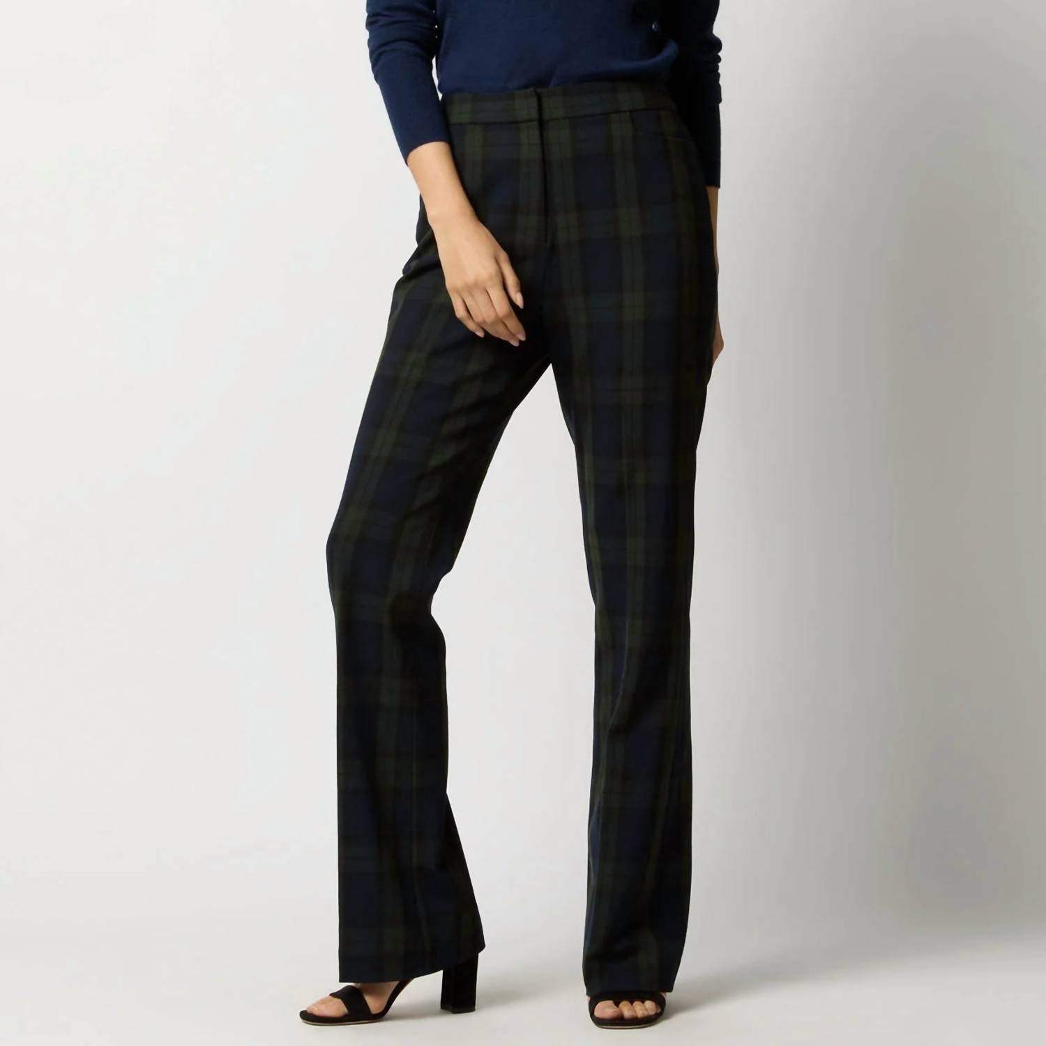 Ann Mashburn - Norah Flare Plaid Pant - clothing - flare - green