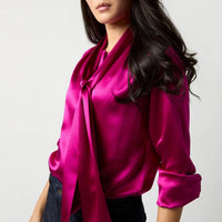 Ann Mashburn - Tie Neck Blouse - blouses - clothing - pink