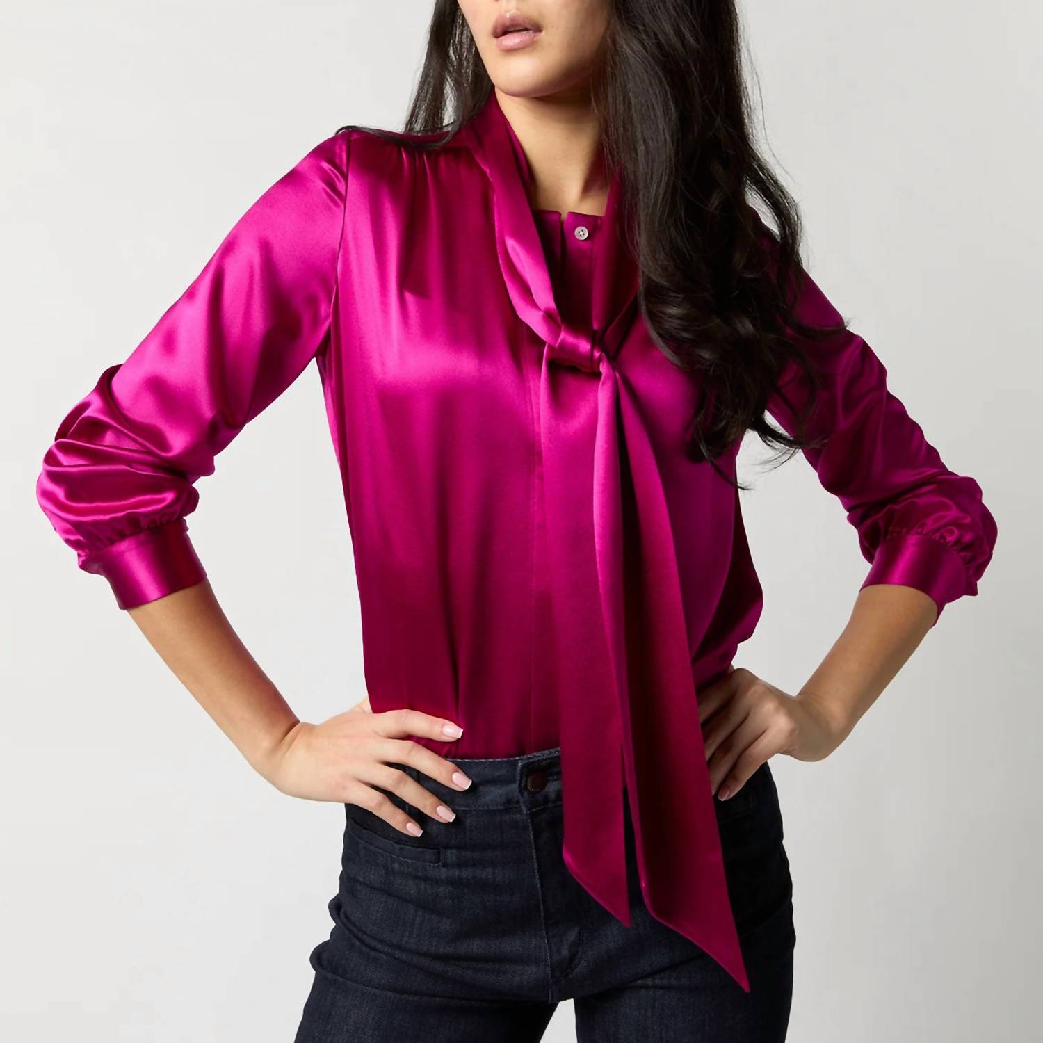 Ann Mashburn - Tie Neck Blouse - blouses - clothing - pink