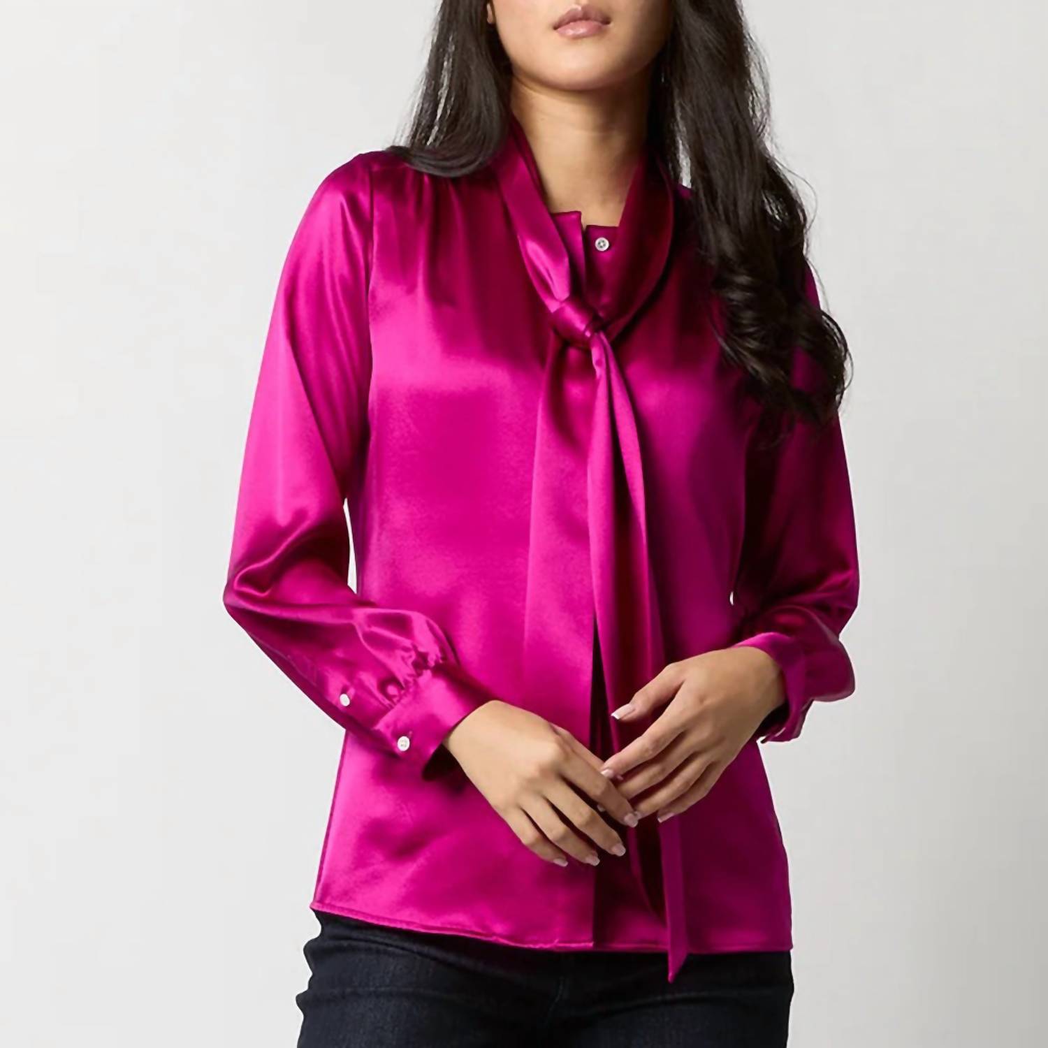 Ann Mashburn - Tie Neck Blouse - blouses - clothing - pink