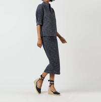 Ann Mashburn - Violetta Eblow Sleeve Textured Top - blouses - blue - clothing