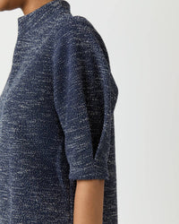 Ann Mashburn - Violetta Eblow Sleeve Textured Top - blouses - blue - clothing