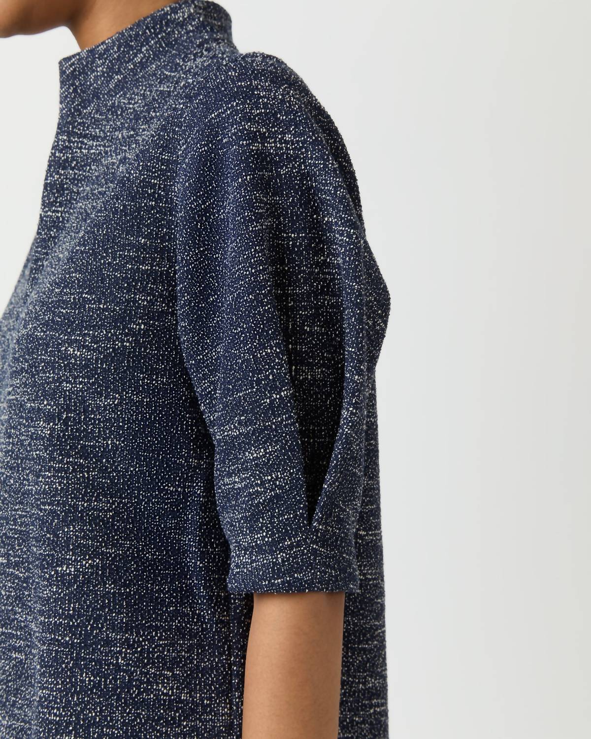 Ann Mashburn - Violetta Eblow Sleeve Textured Top - blouses - blue - clothing