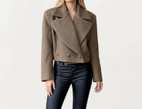 Anna-Kaci - Cropped Double-breasted Jacket With Oversized Lapel Collar