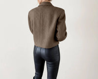 Anna-Kaci - Cropped Double-breasted Jacket With Oversized Lapel Collar