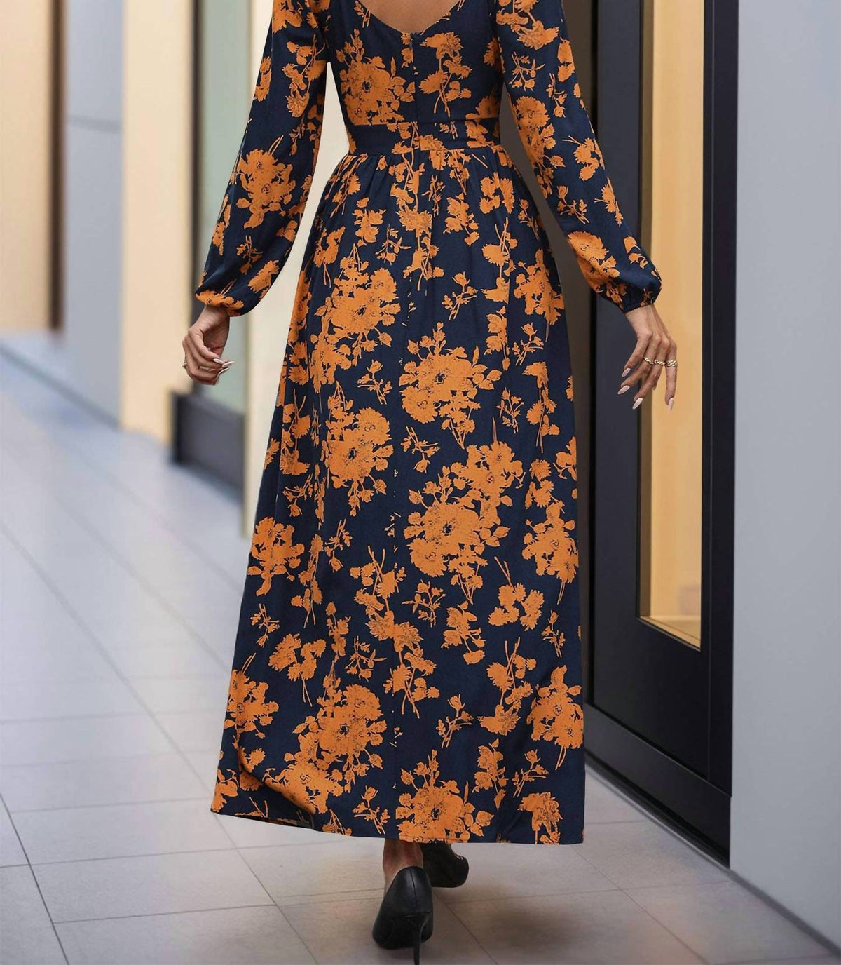 Anna-Kaci - Floral V-neck Maxi Dress
