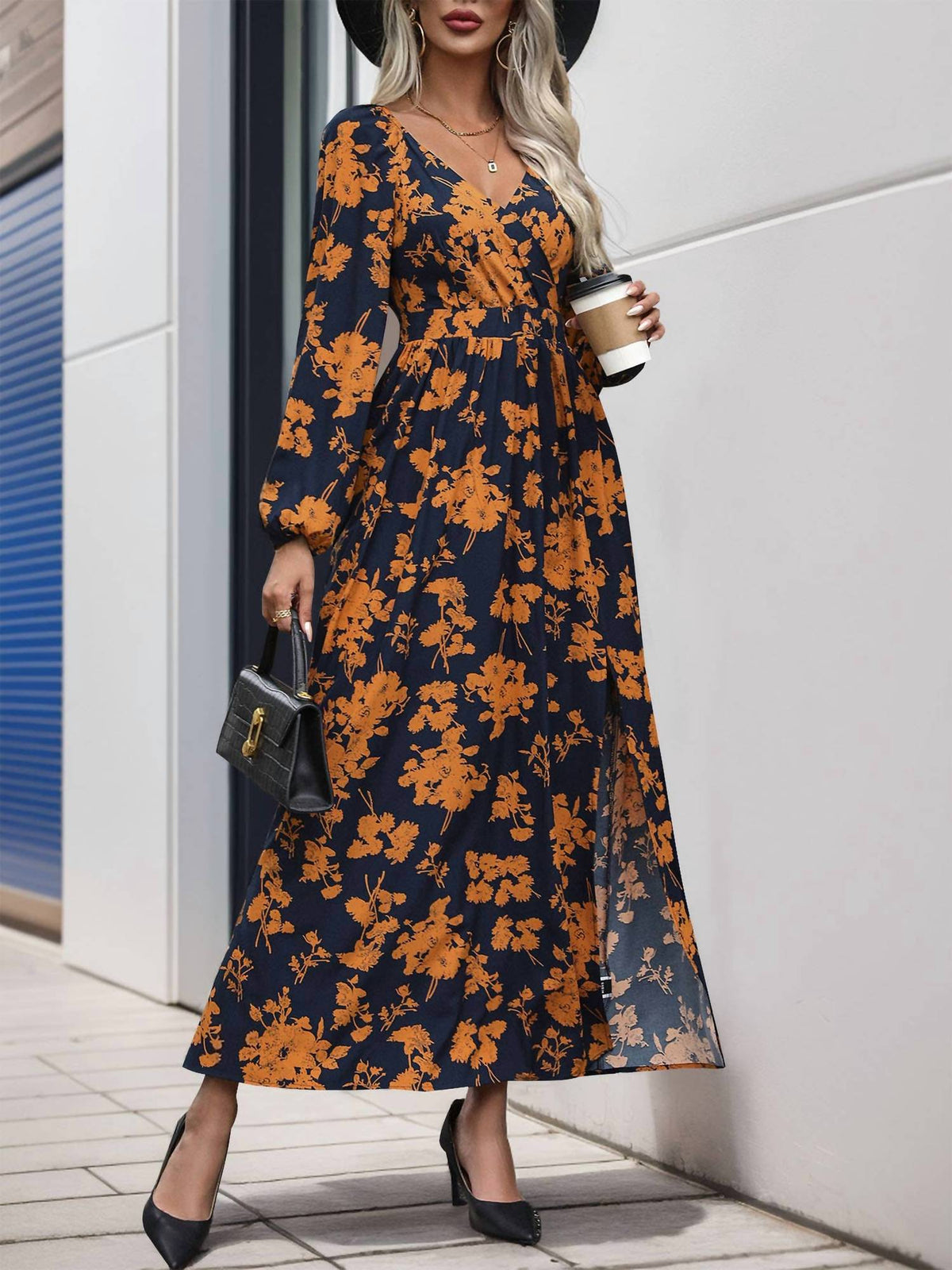 Anna-Kaci - Floral V-neck Maxi Dress