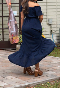 Anna-Kaci - Linen rufflebutton dress
