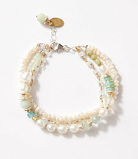 Anne Vaughan - Women's Amazonite And Pearl Multistrand Bracelet - bracelets - jewelry - sterling - silver