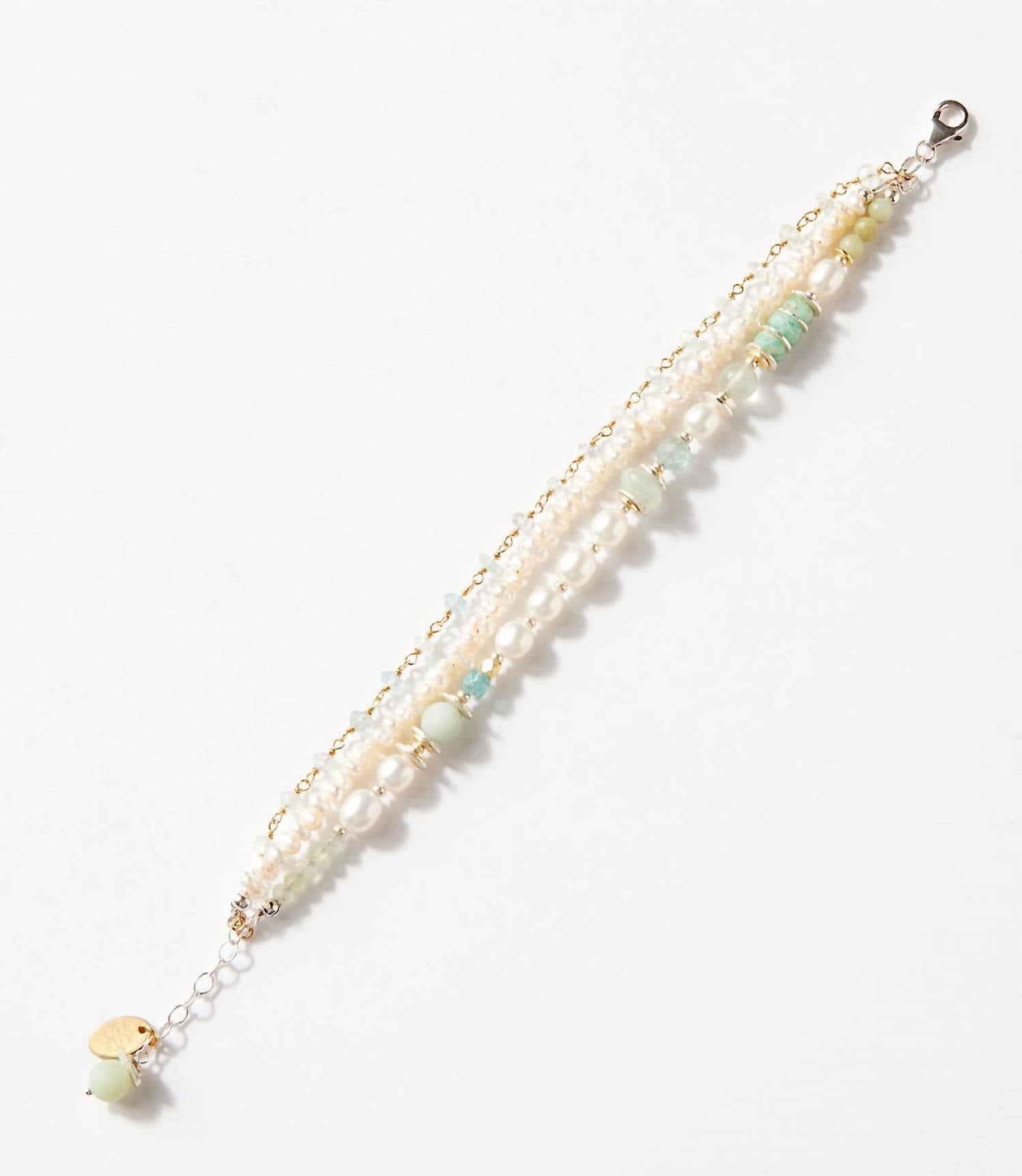 Anne Vaughan - Women's Amazonite And Pearl Multistrand Bracelet - bracelets - jewelry - sterling - silver