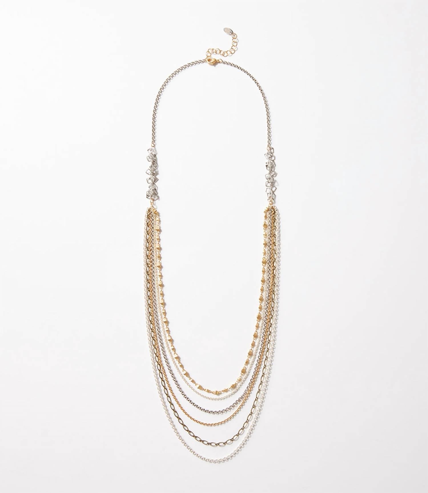Anne Vaughan - Women's Metallic Multistrand Necklace - gold - jewelry - metal