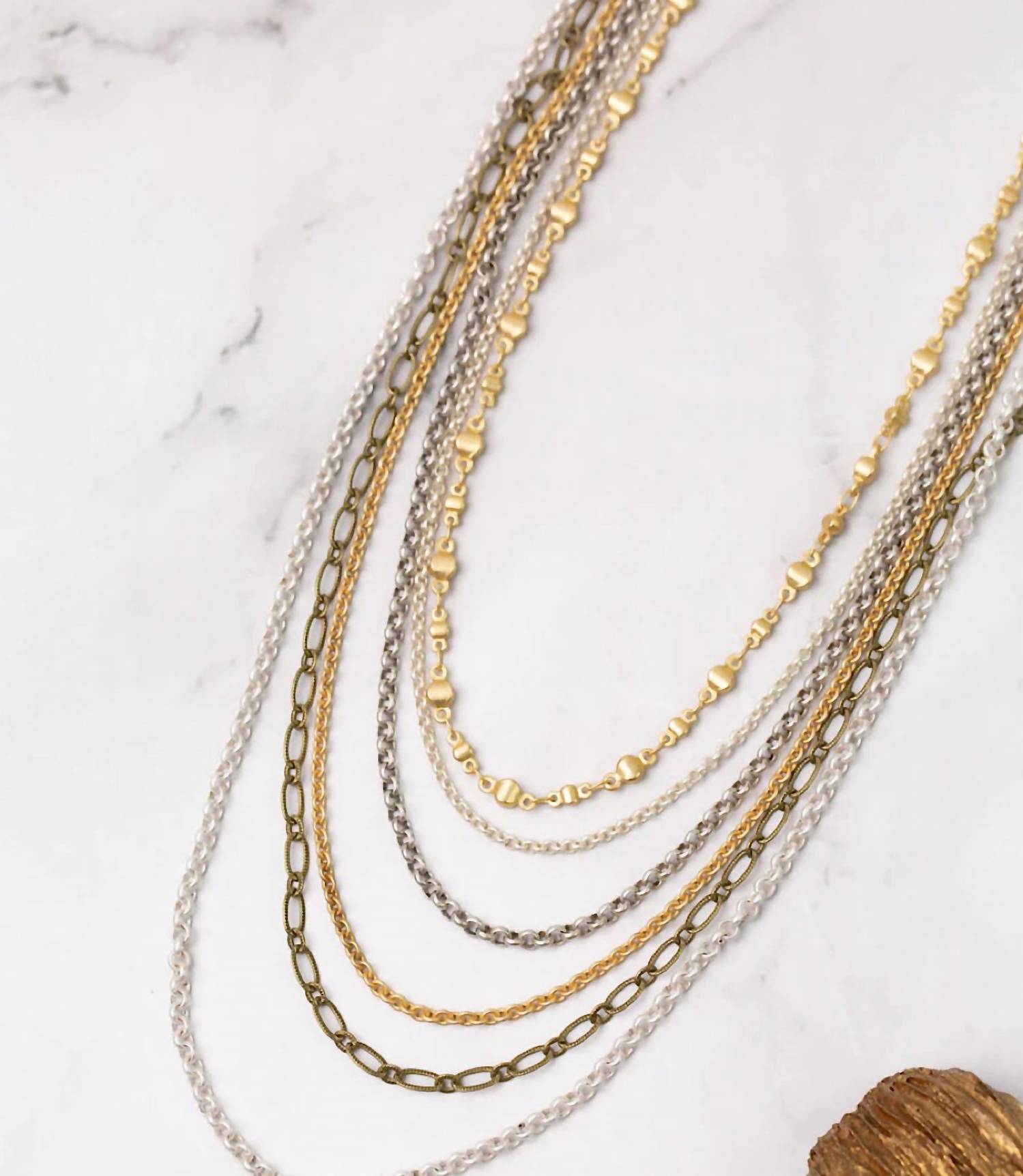 Anne Vaughan - Women's Metallic Multistrand Necklace - gold - jewelry - metal