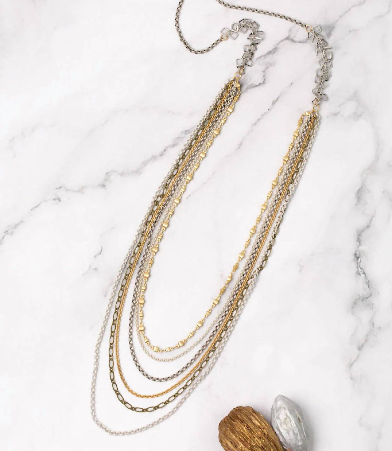 Anne Vaughan - Women's Metallic Multistrand Necklace - gold - jewelry - metal