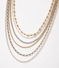 Anne Vaughan - Women's Metallic Multistrand Necklace - gold - jewelry - metal