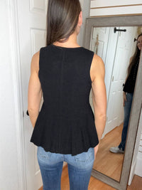 Anniewear - Bianca Button Down Peplum Sweater Vest