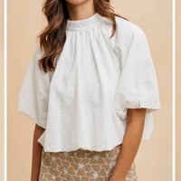 Anniewear - Bubble Hem Bow Top